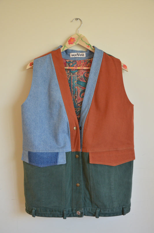 Three-tone Denim Vest