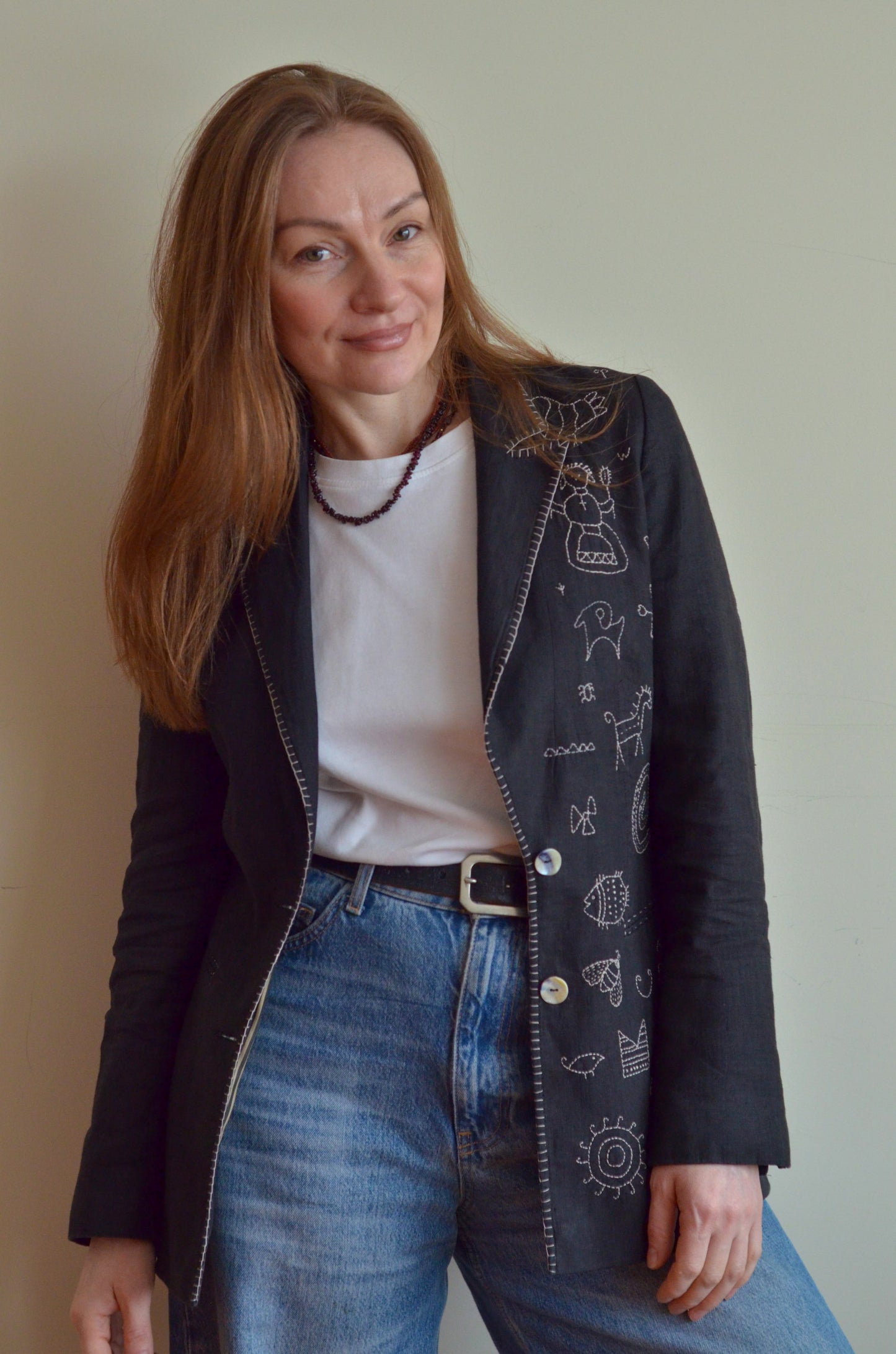 Linen Jacket with Embroidery