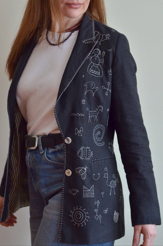Linen Jacket with Embroidery