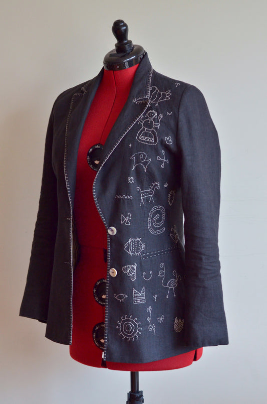 Linen Jacket with Embroidery