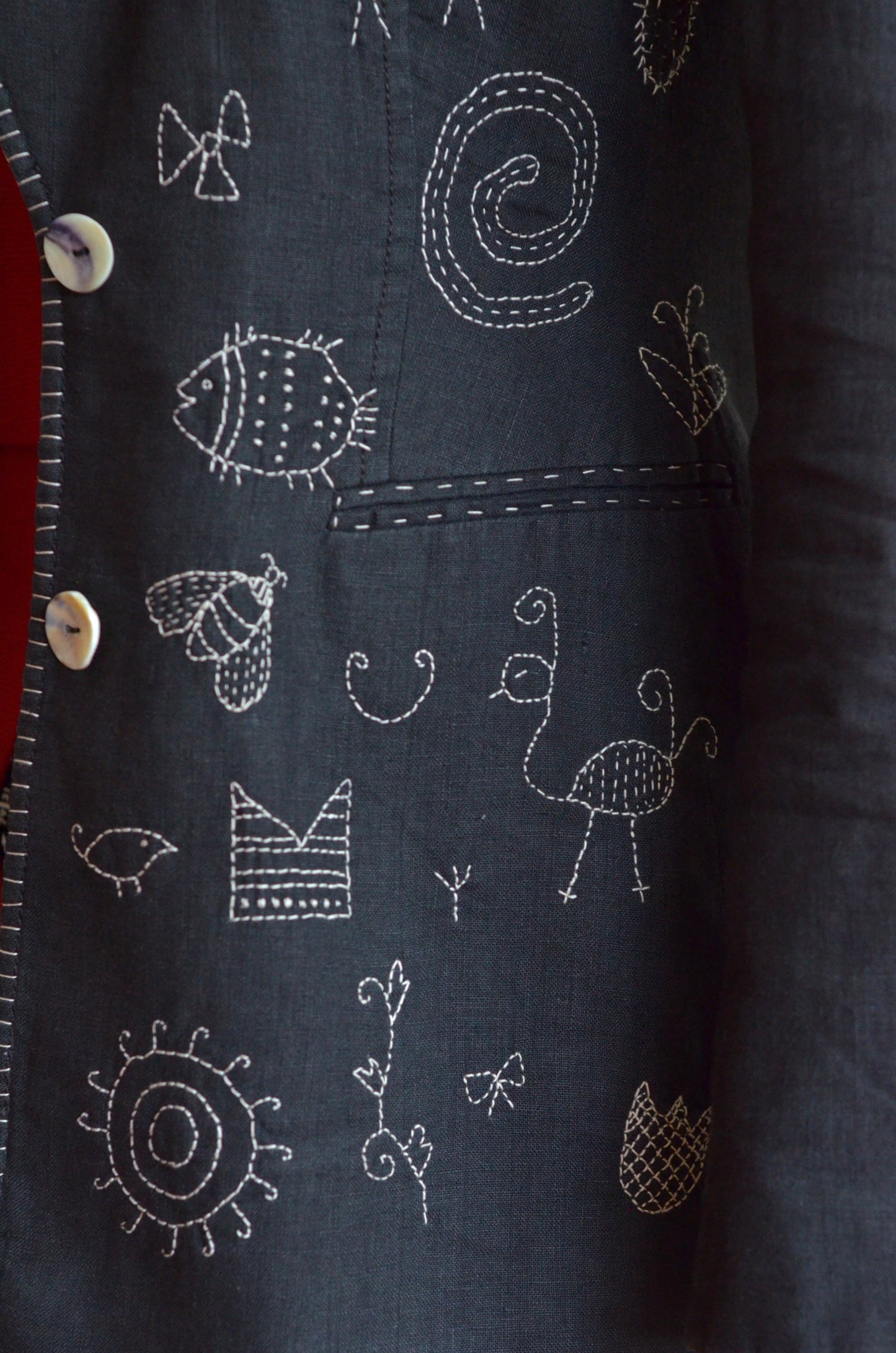 Linen Jacket with Embroidery