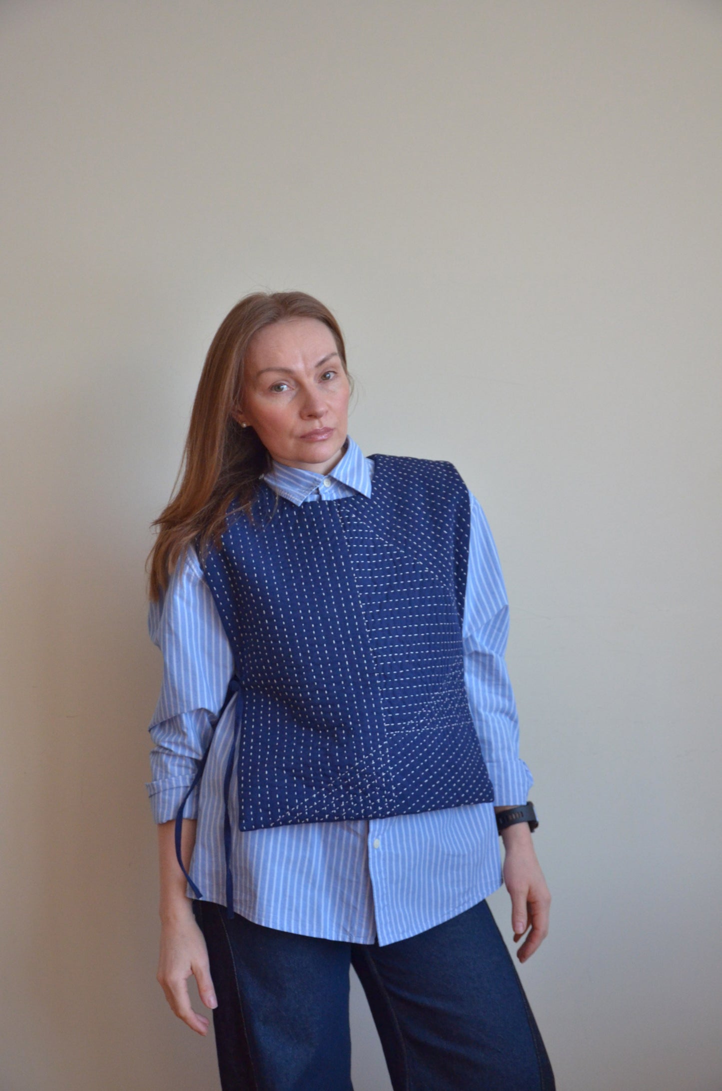 Quilted Vest with Ties