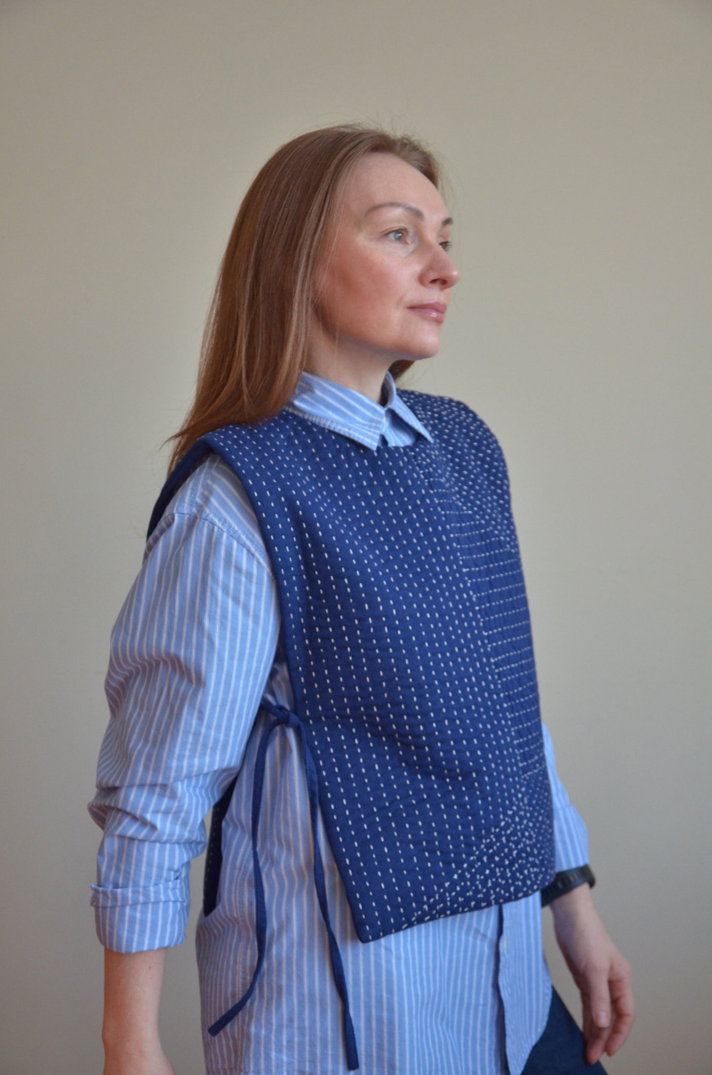 Quilted Vest with Ties