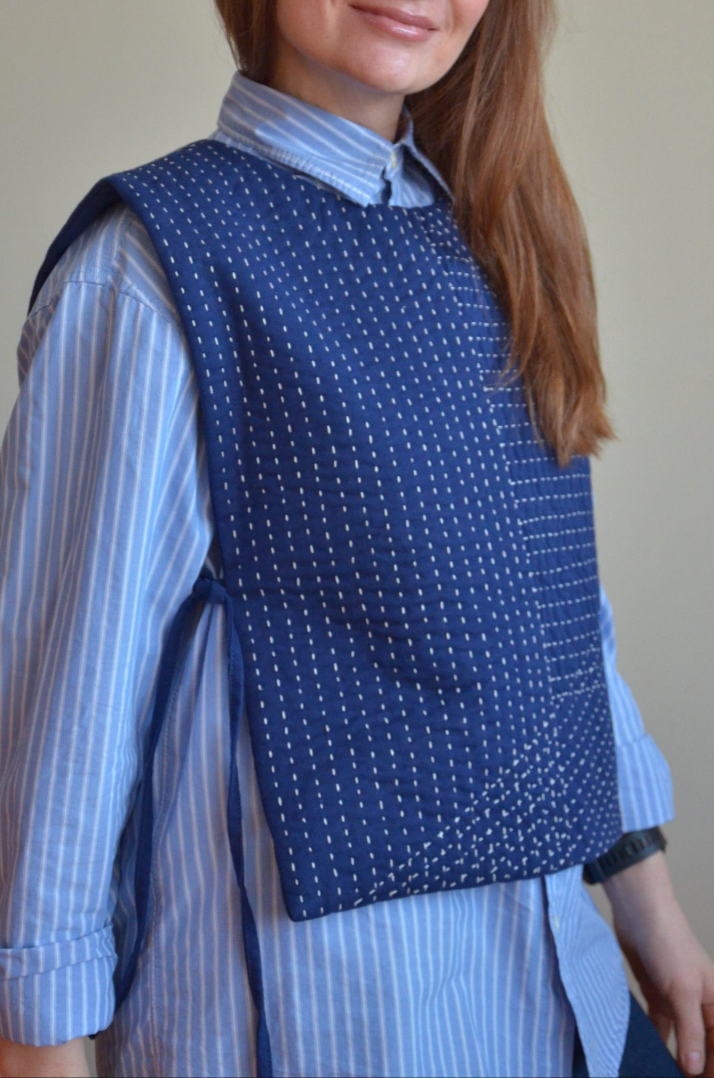 Quilted Vest with Ties