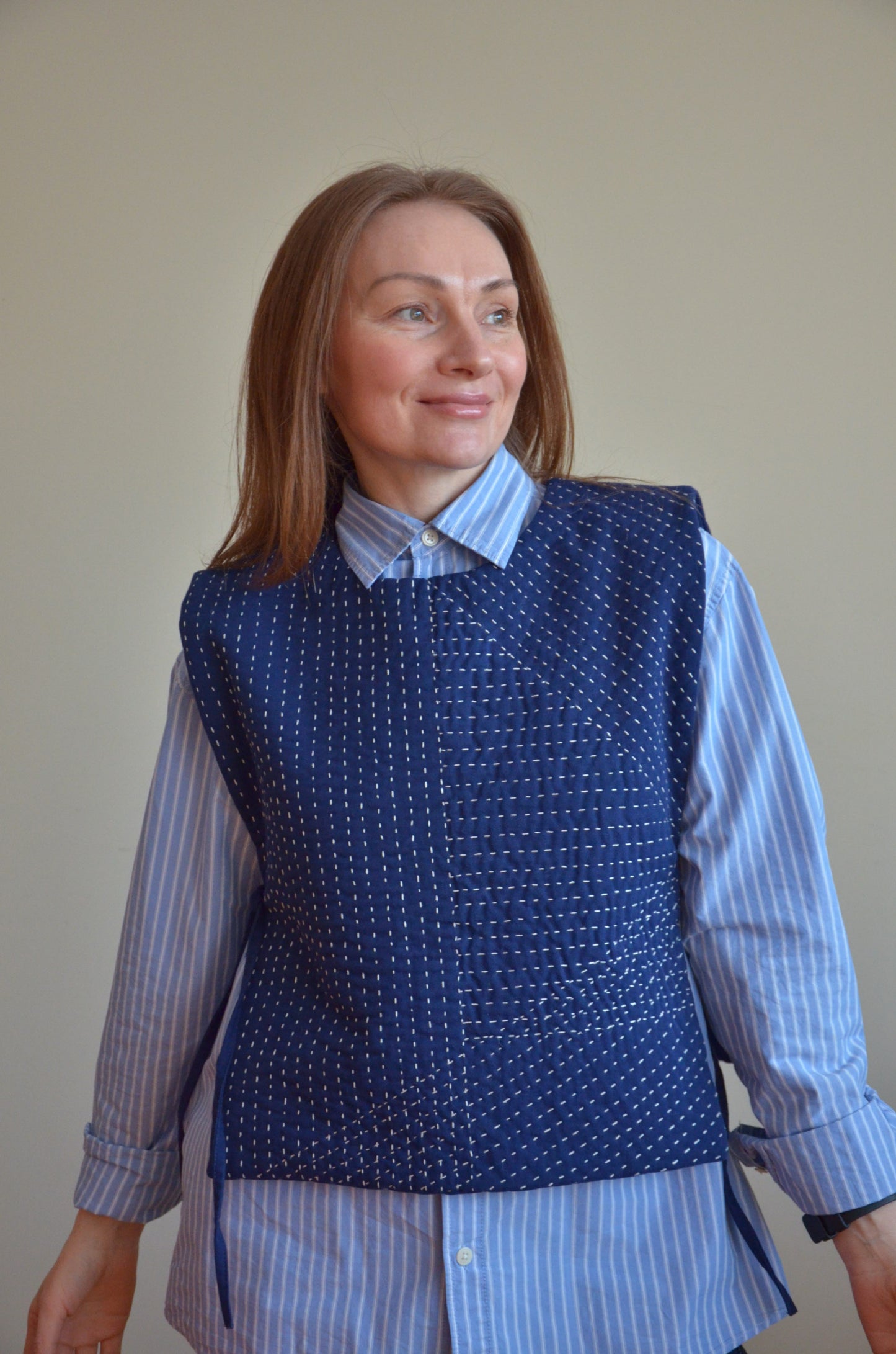 Quilted Vest with Ties