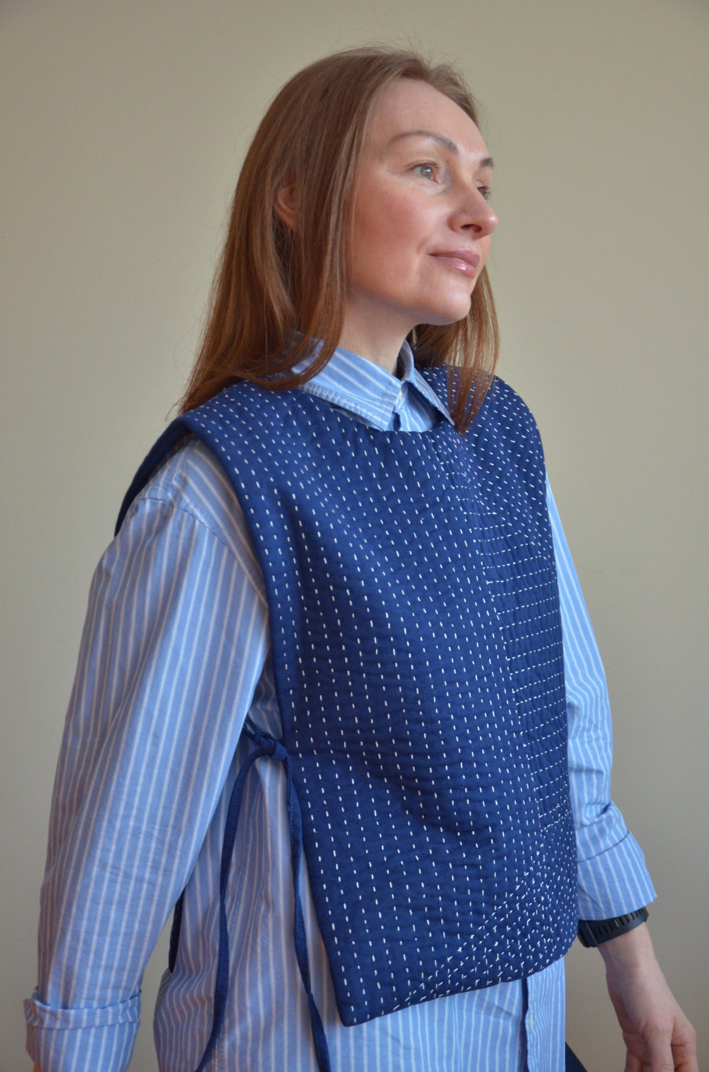 Quilted Vest with Ties