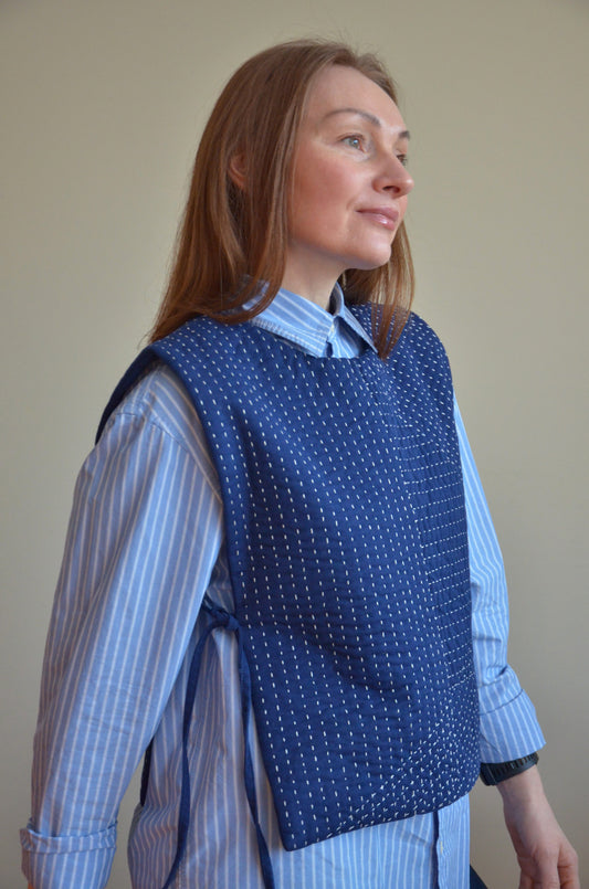 Quilted Vest with Ties