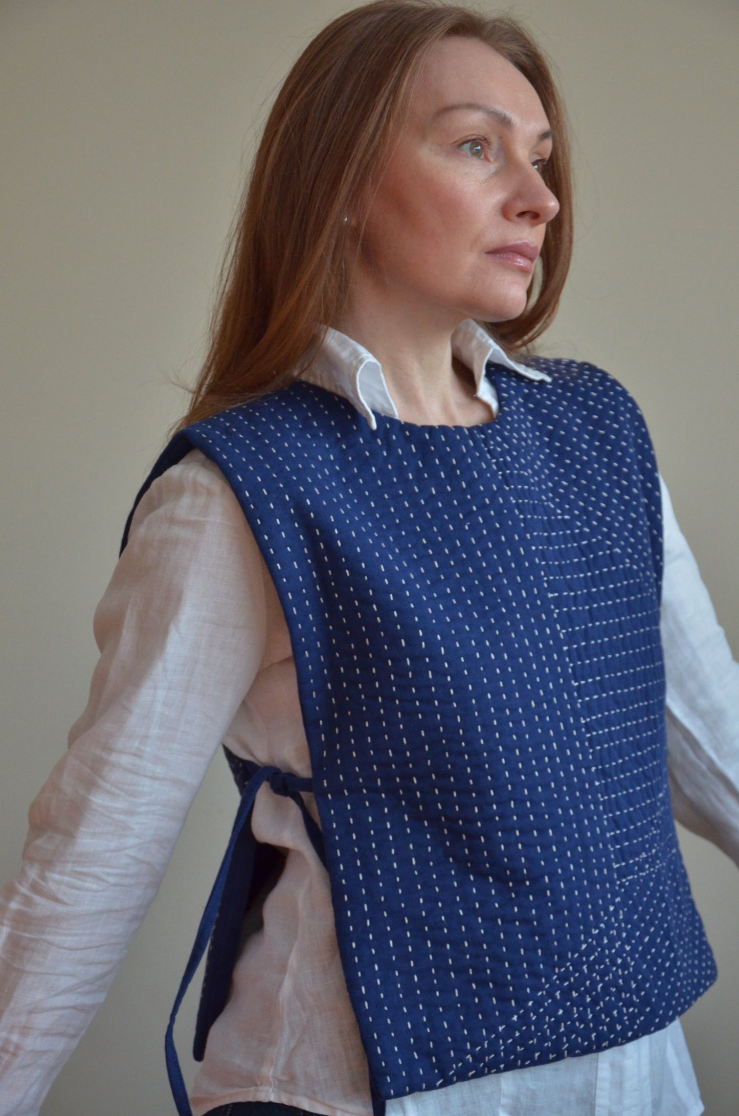 Quilted Vest with Ties