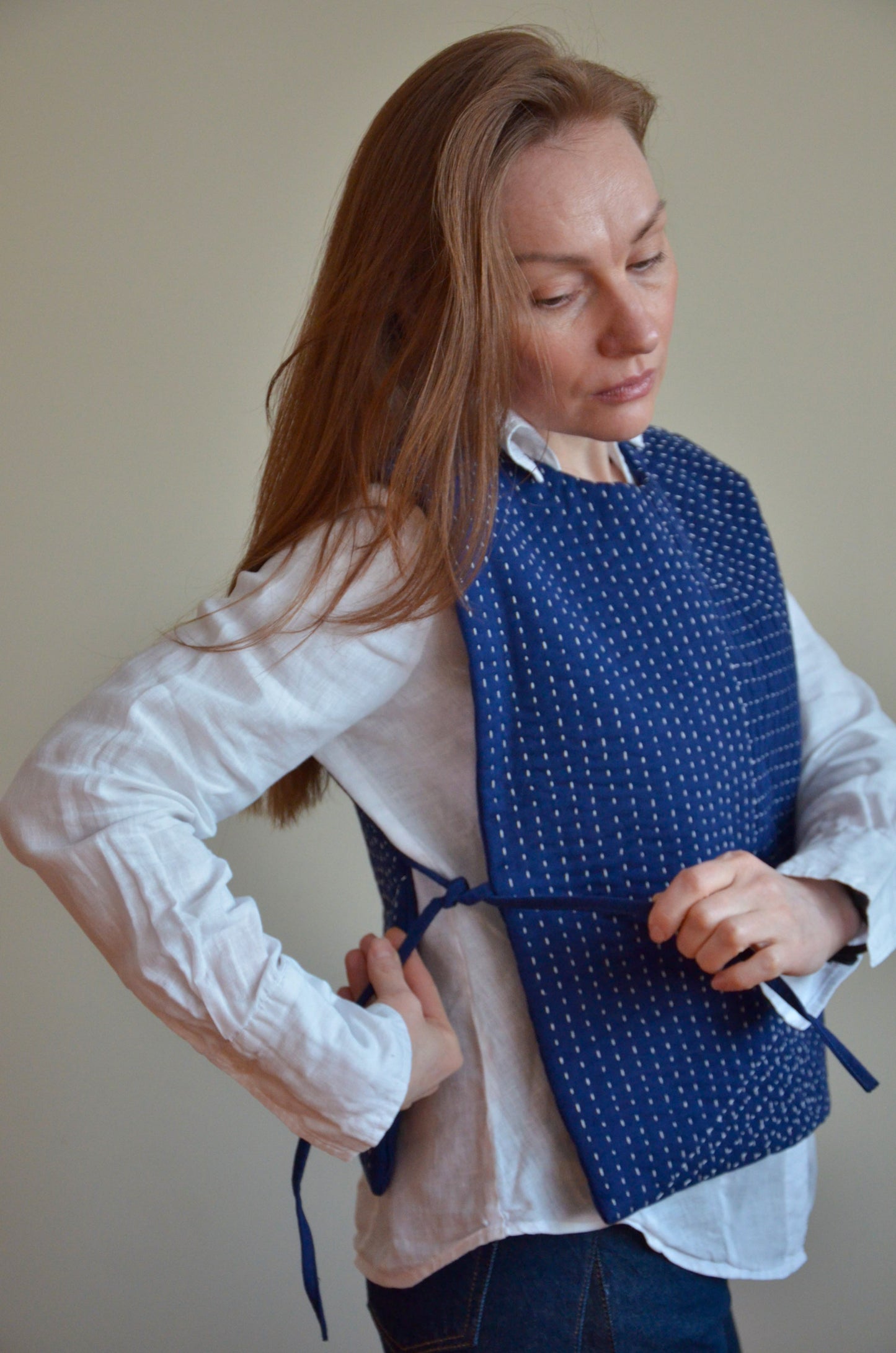 Quilted Vest with Ties