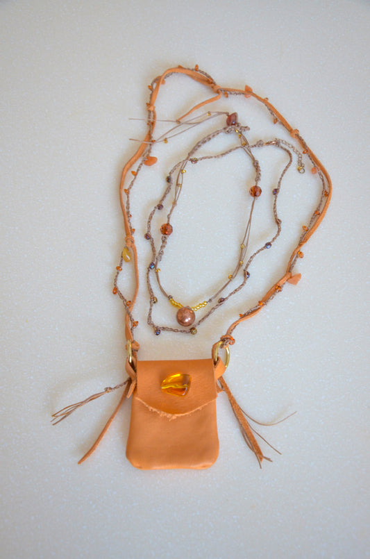 Bag Pendant Necklace (Orange)