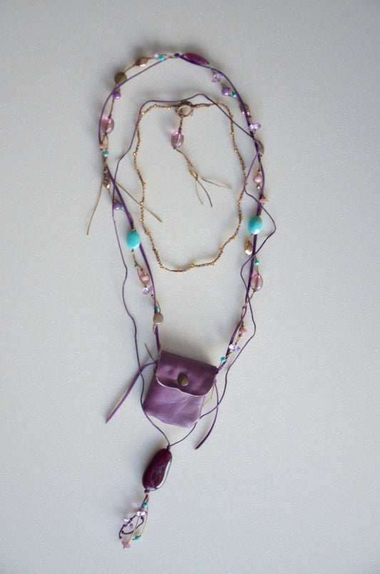 Bag Pendant Necklace (Purple)