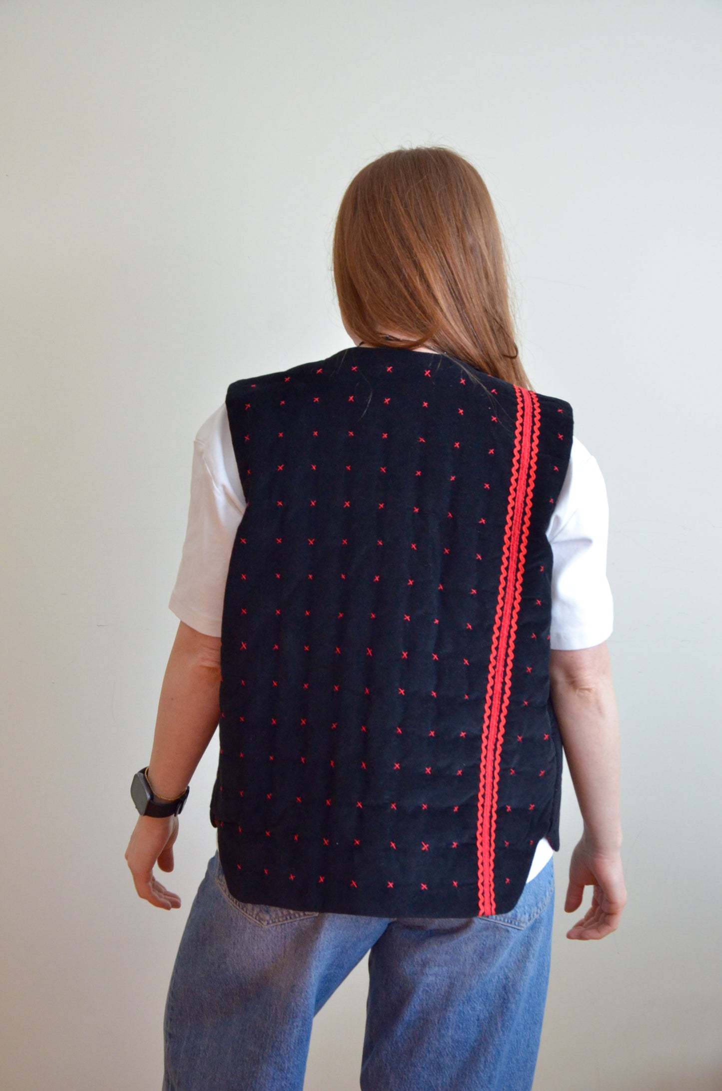 Black Vest With Red Accents