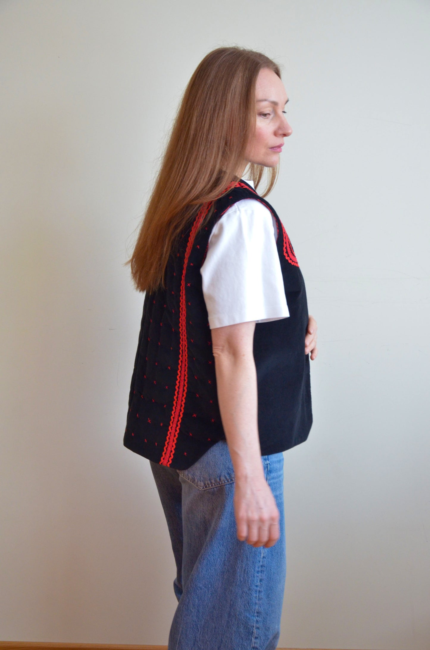 Black Vest With Red Accents