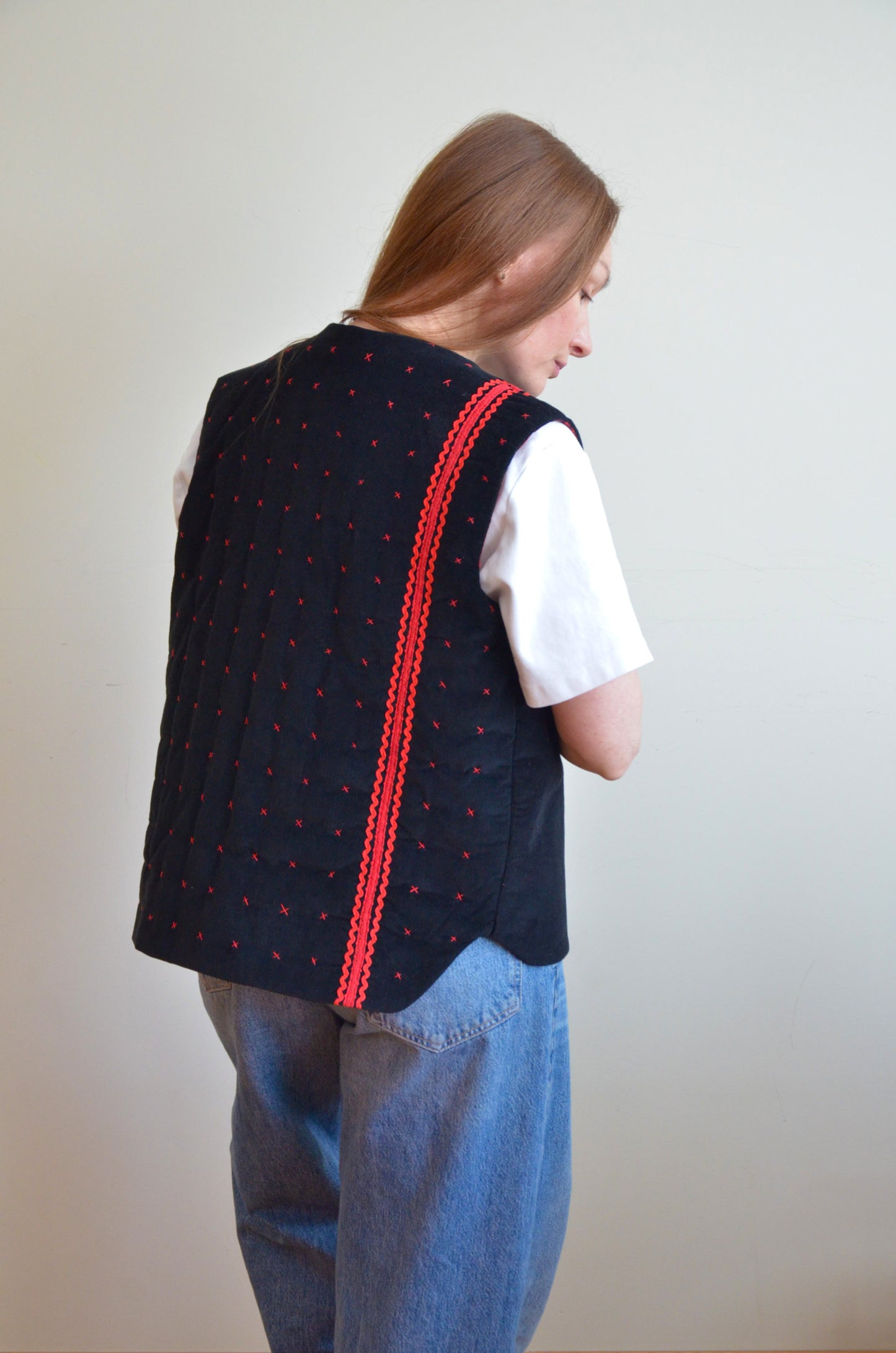 Black Vest With Red Accents