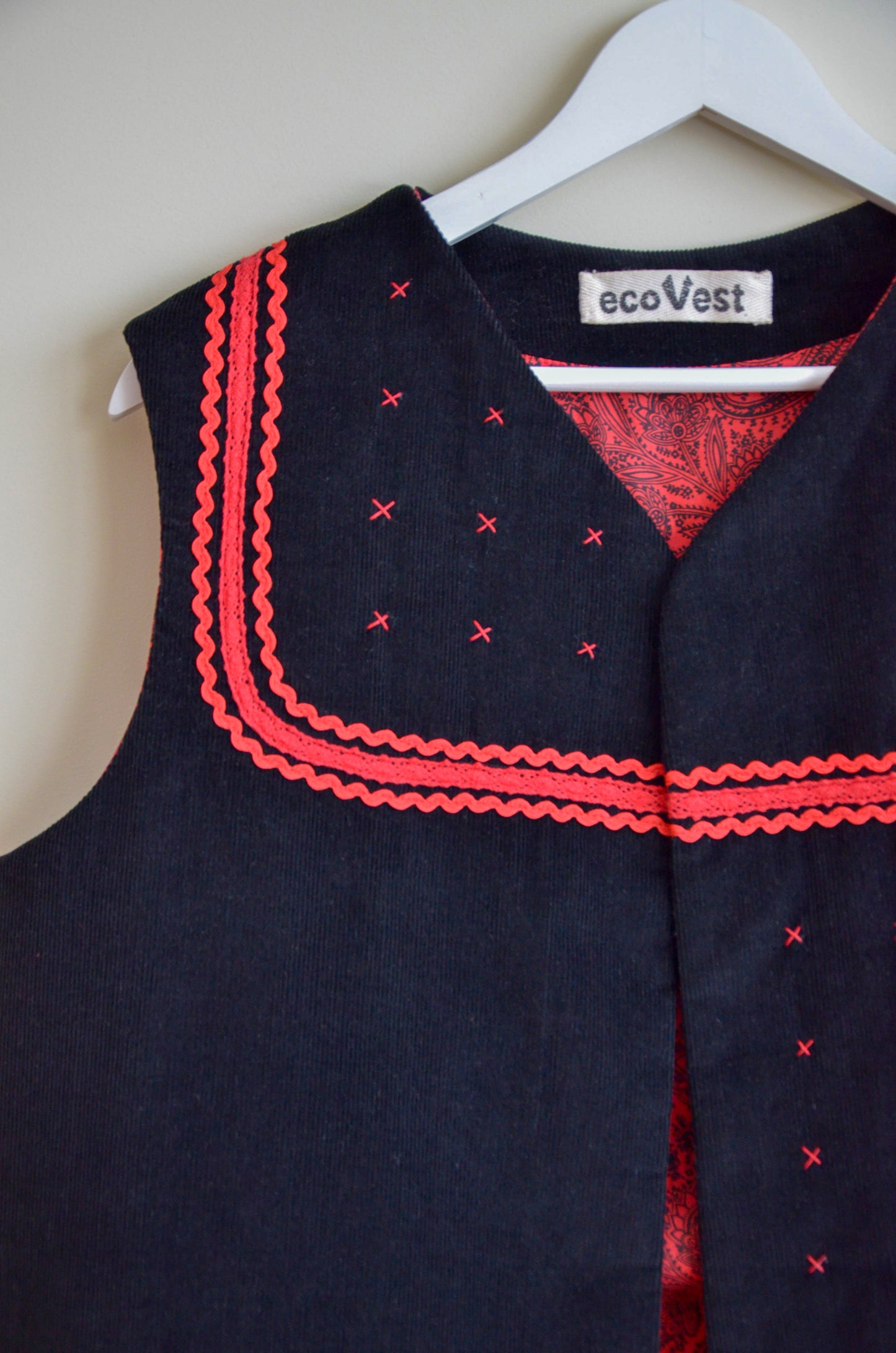 Black Vest With Red Accents
