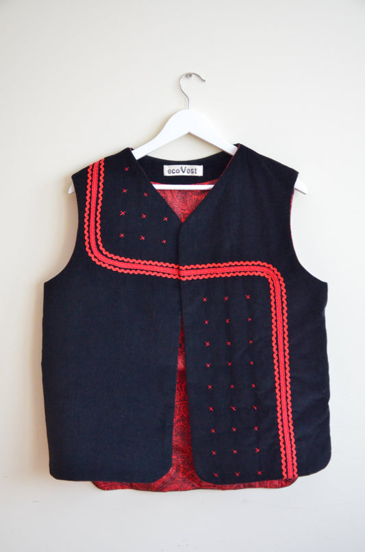 Black Vest With Red Accents