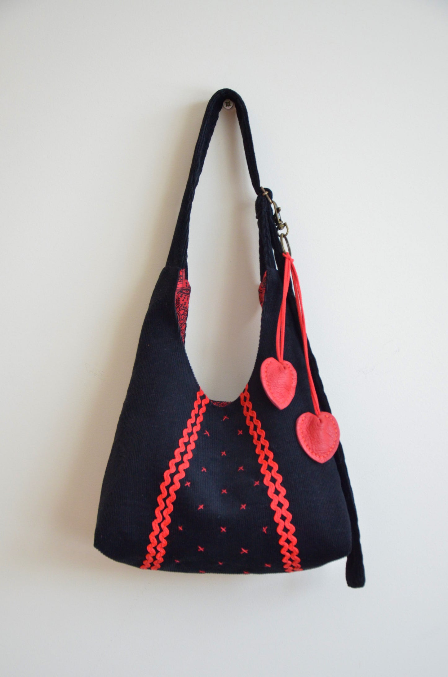 Black Purse with Red Hearts