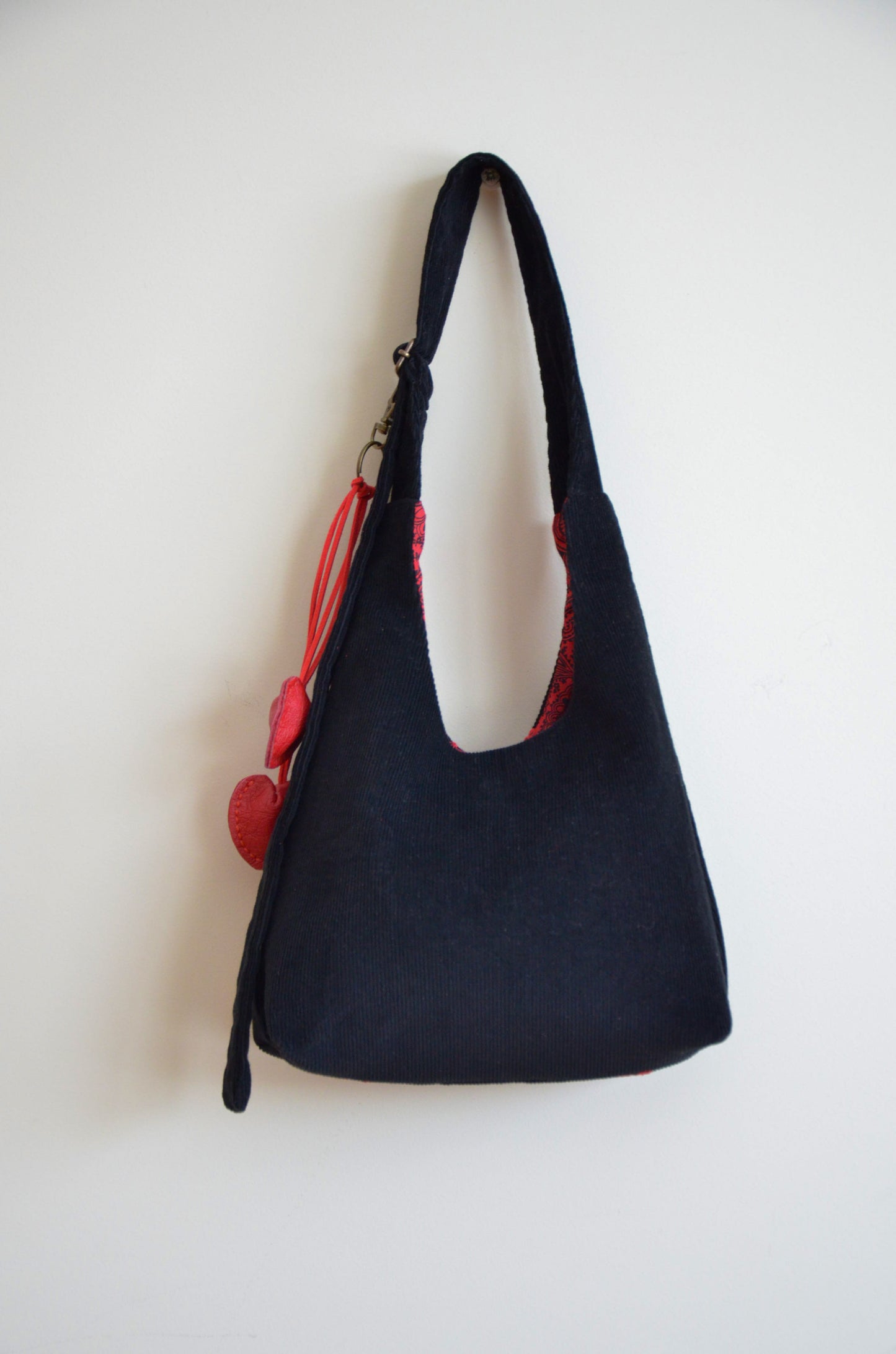 Black Purse with Red Hearts