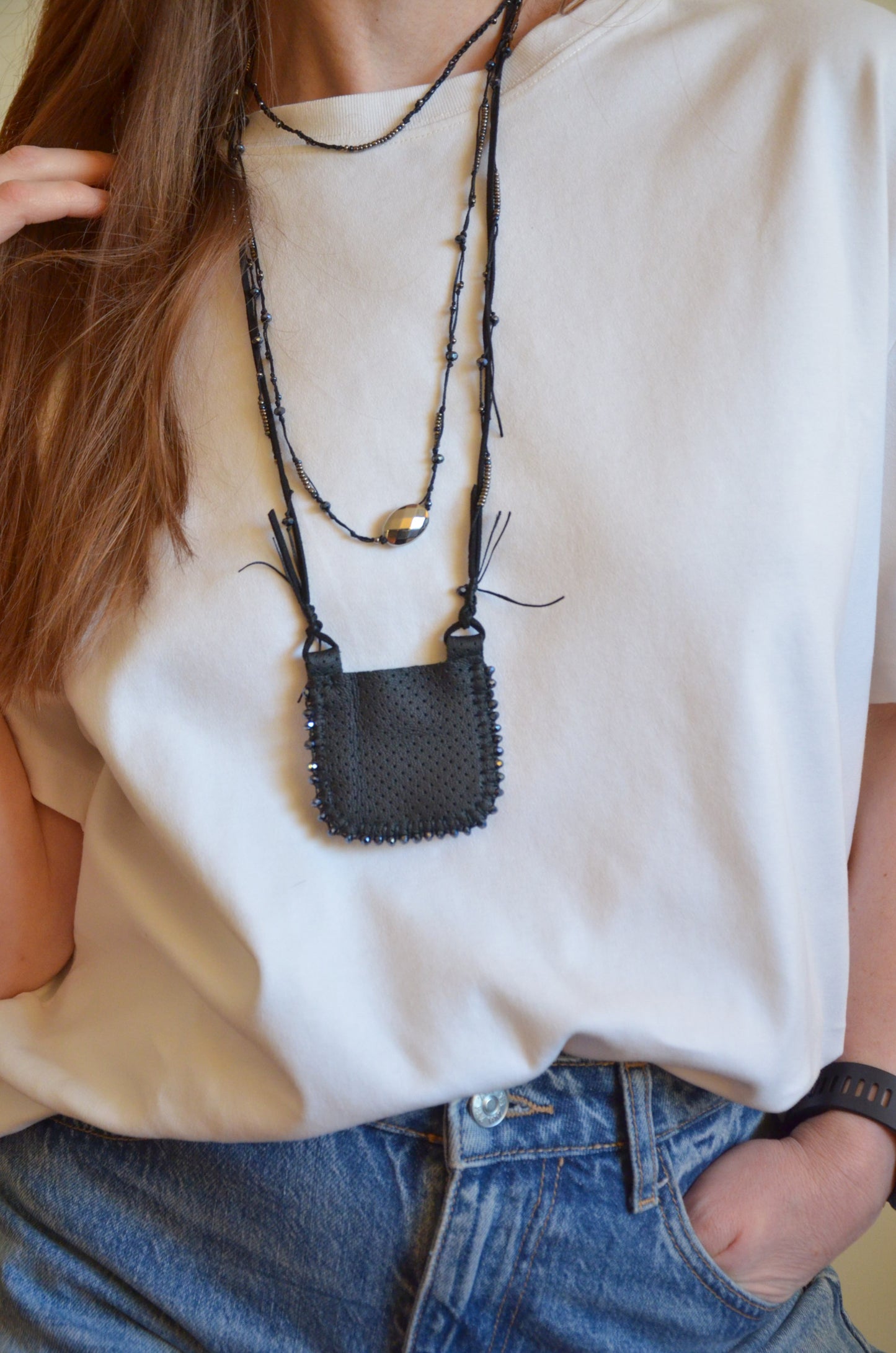 Bag Pendant Necklace (Black)