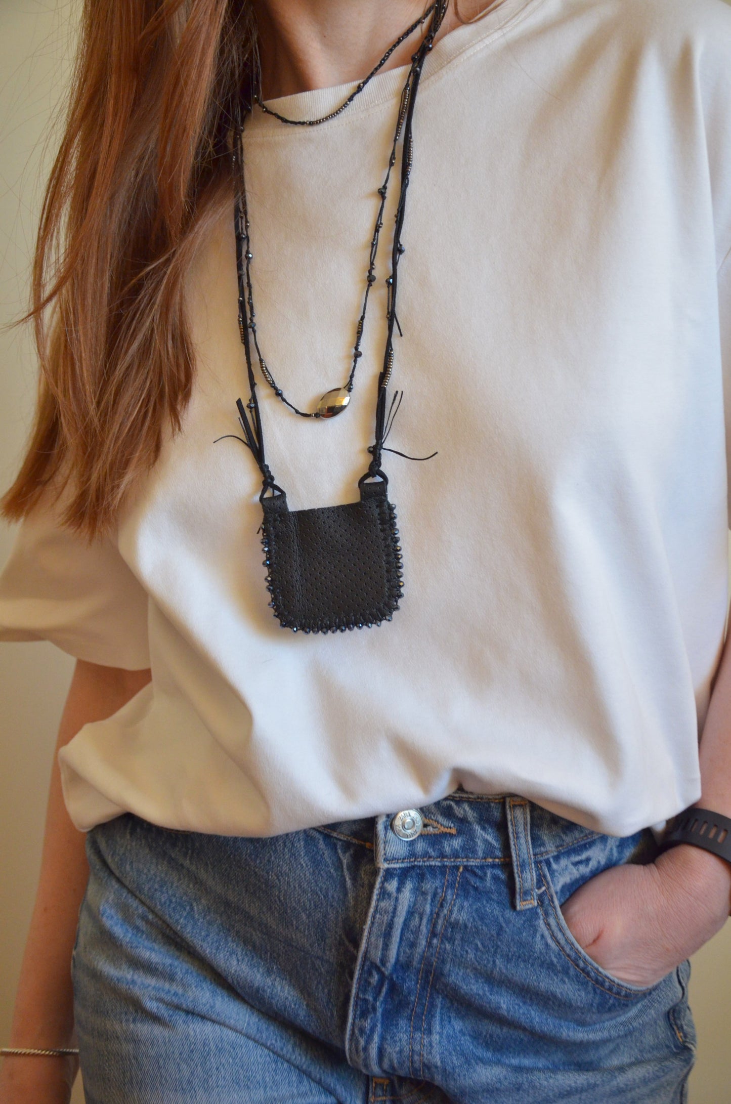 Bag Pendant Necklace (Black)