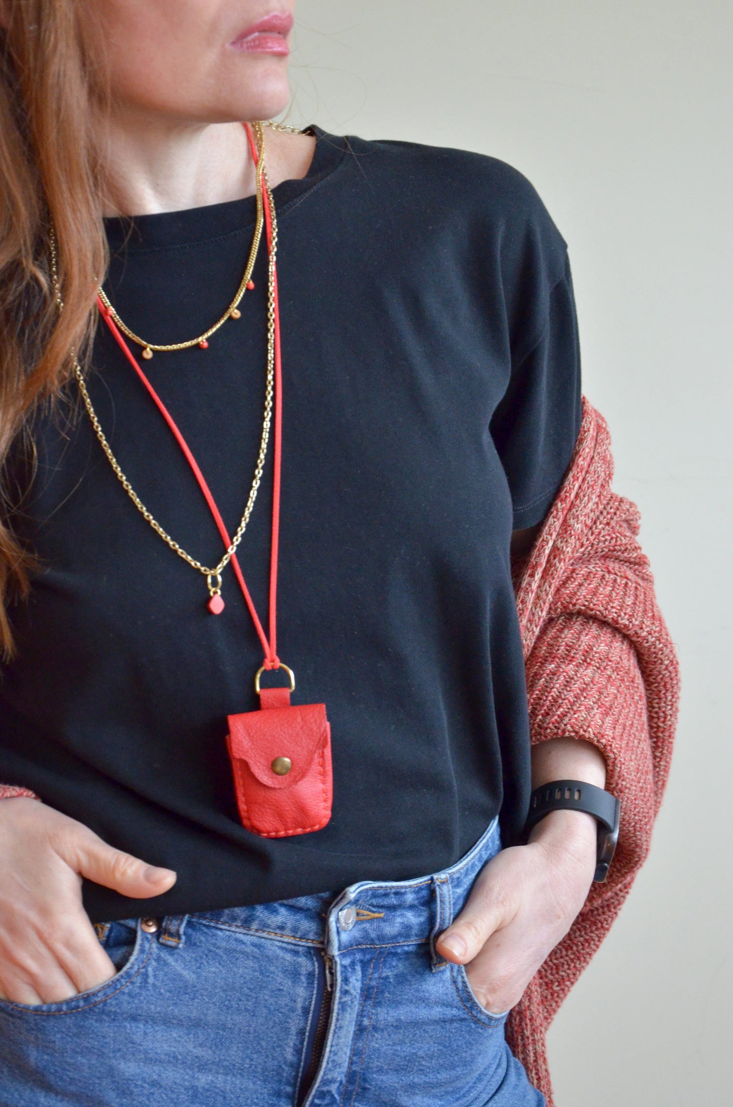 Bag Pendant Necklace (Red)