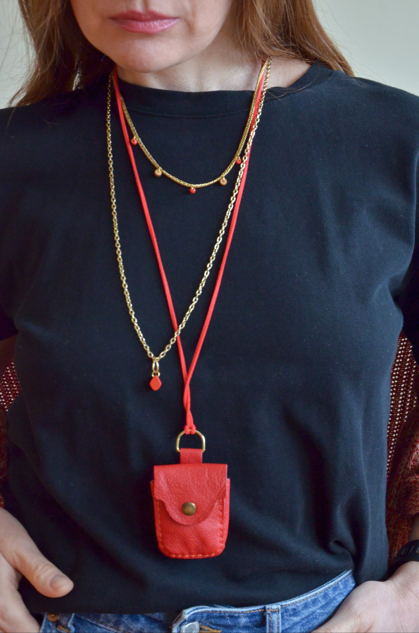 Bag Pendant Necklace (Red)