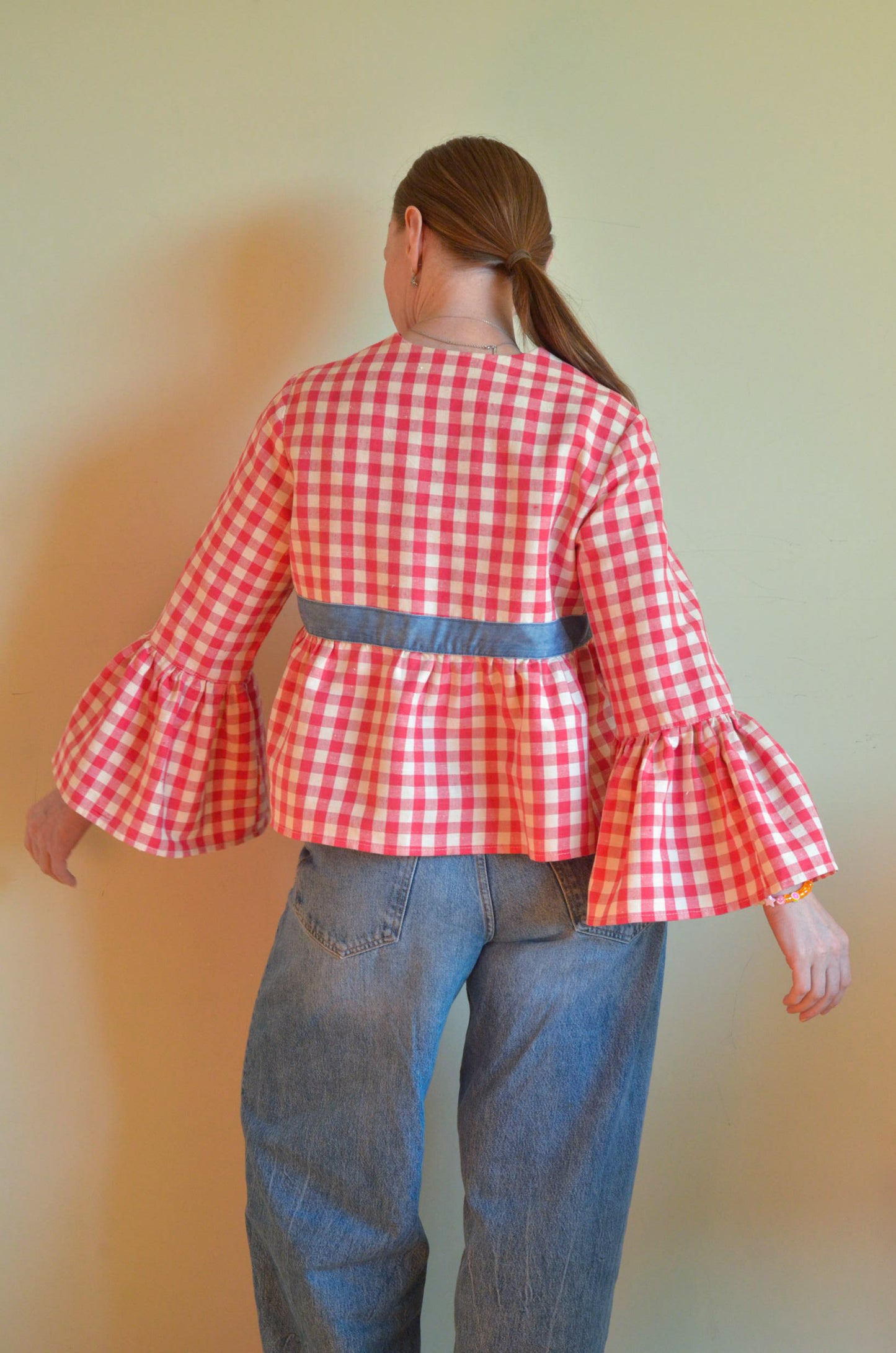 Plaid Blouse with Ties