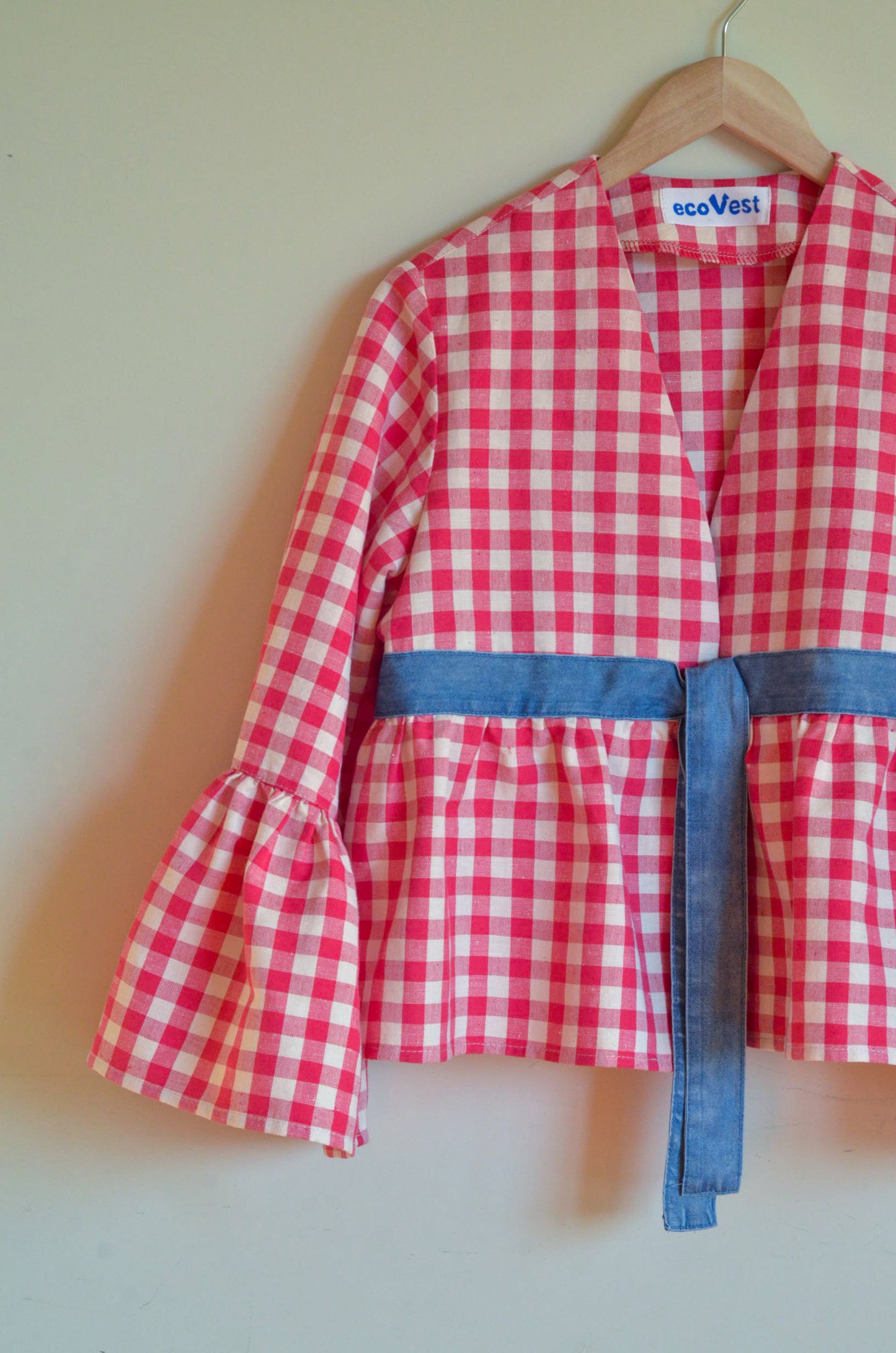 Plaid Blouse with Ties