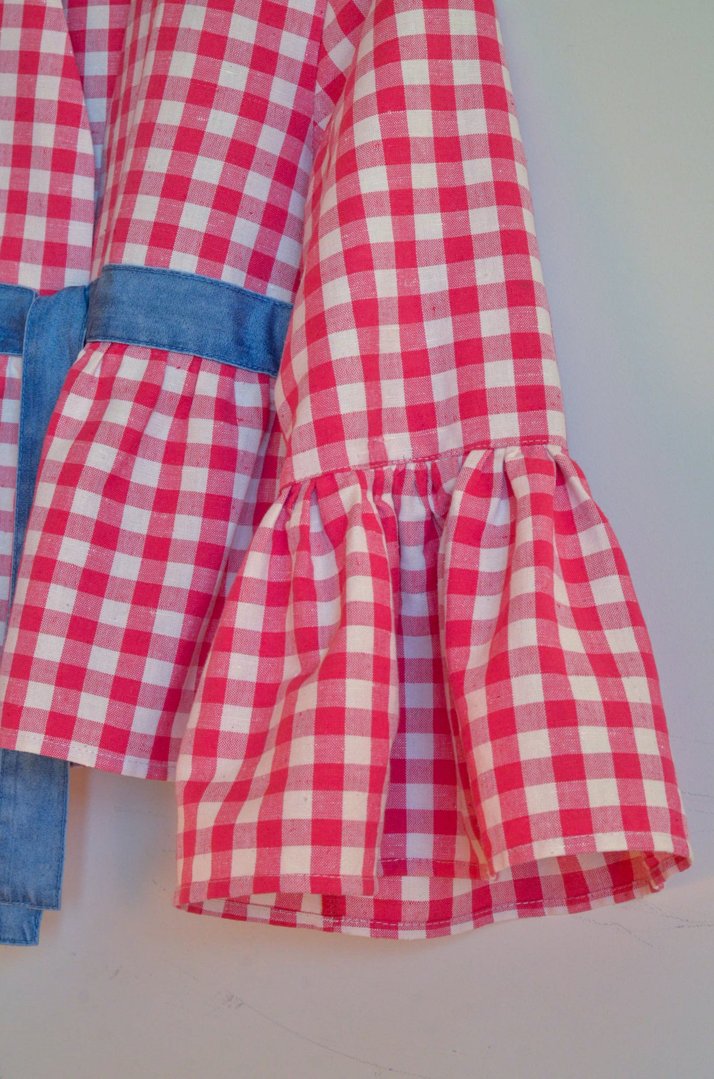 Plaid Blouse with Ties