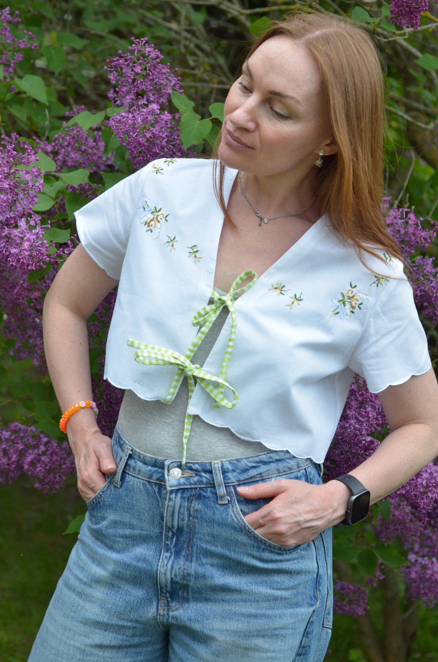 Tie-front Cotton Vest