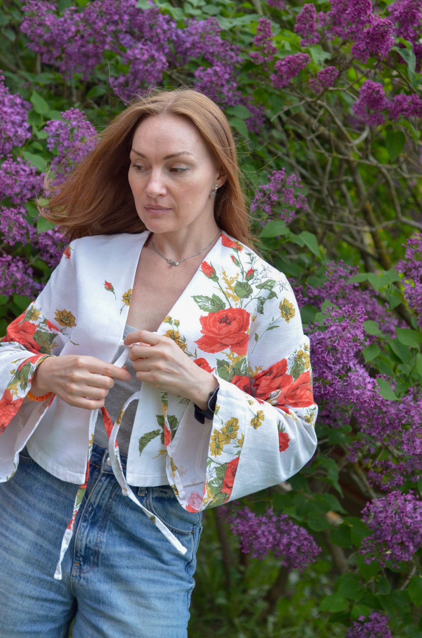 Tie-front Blouse Floral