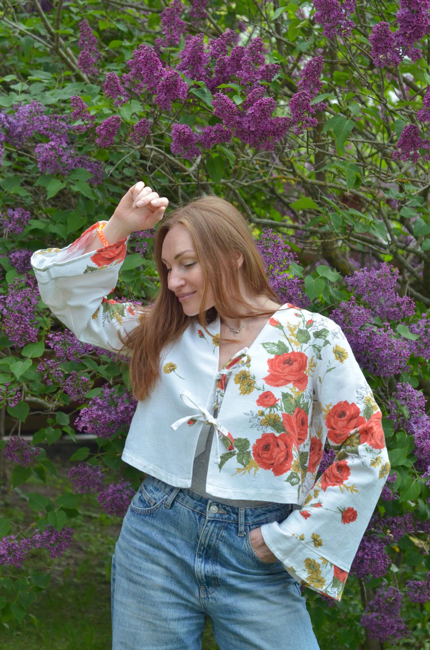 Tie-front Blouse Floral