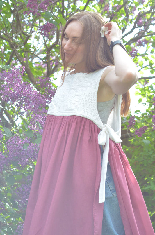 Wine-red Dress with Lace