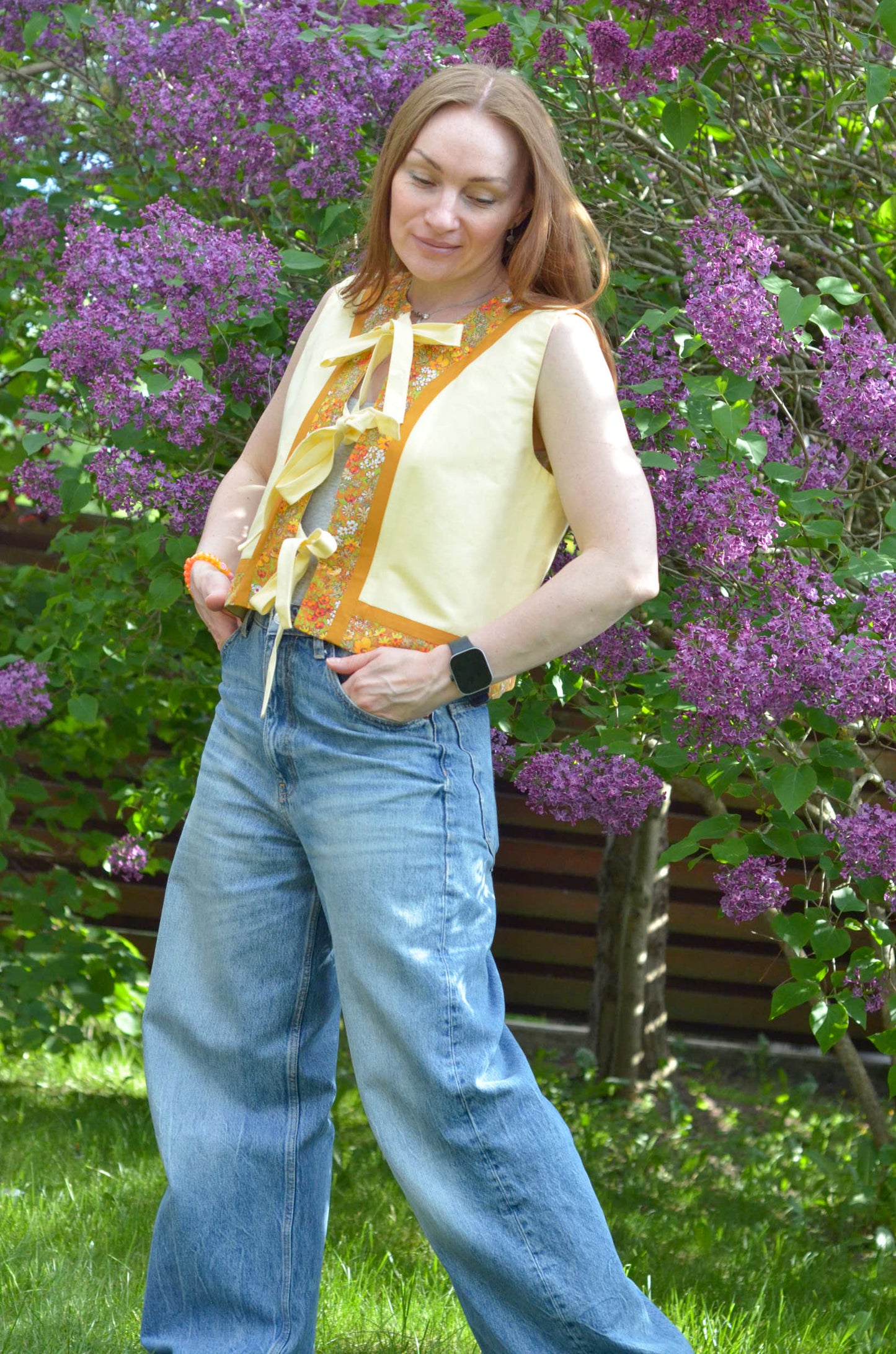 Cotton Yellow Vest (with ties)