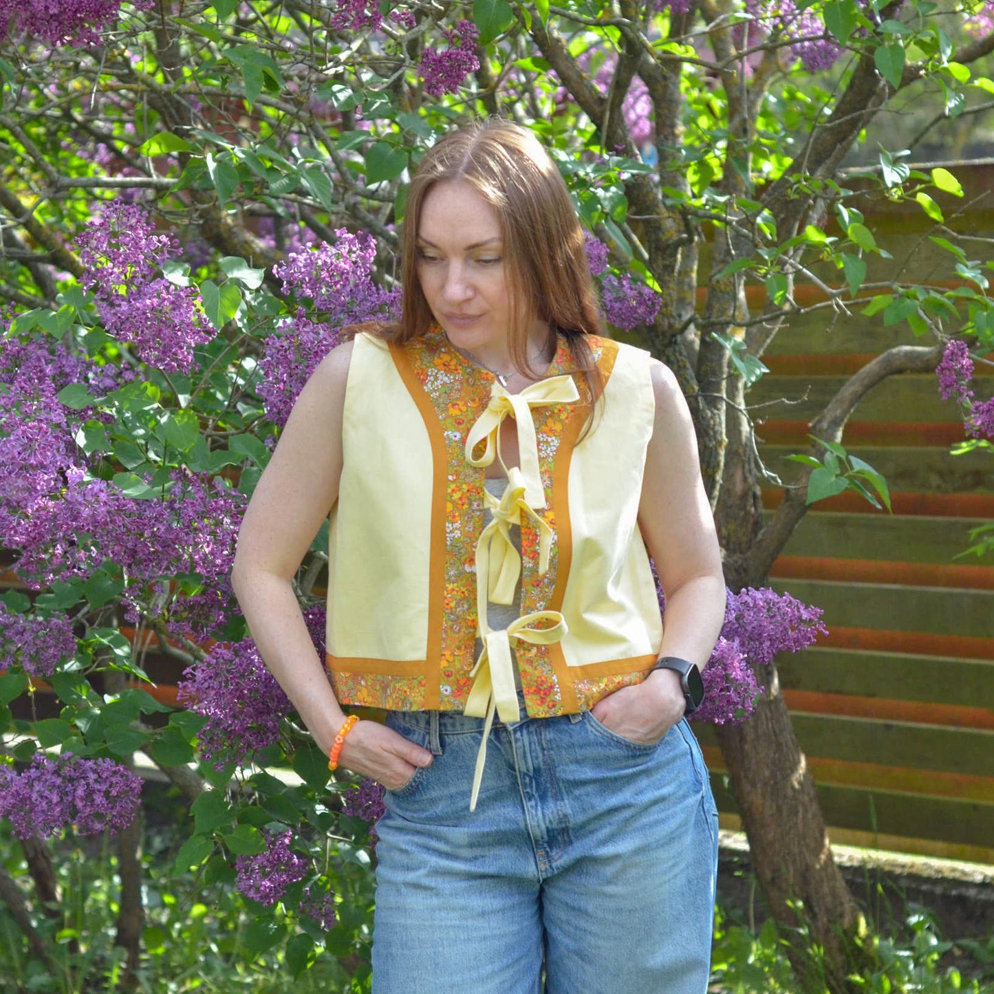 Cotton Yellow Vest (with ties)