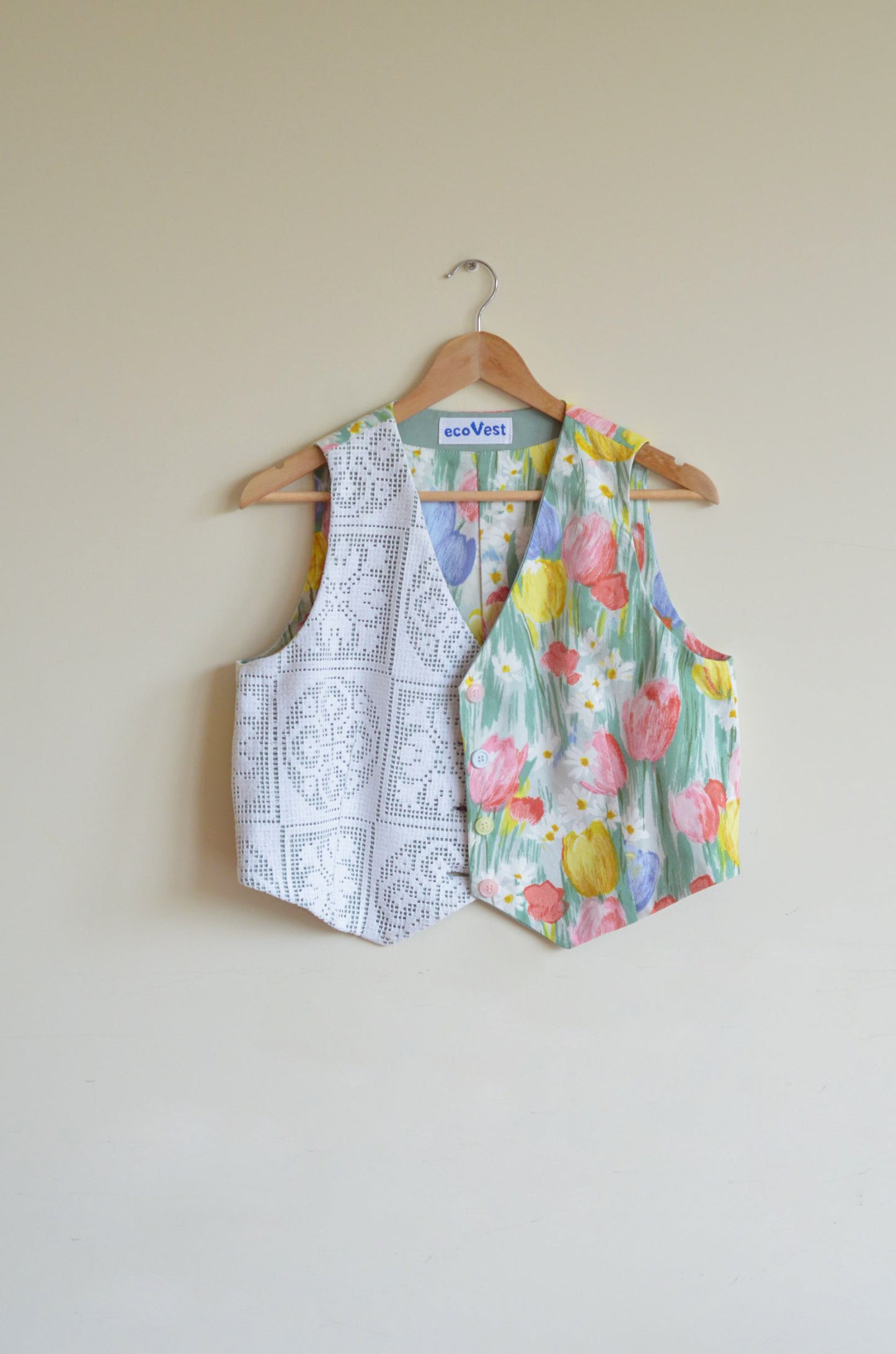 Vest With Vintage Lace and Tulips