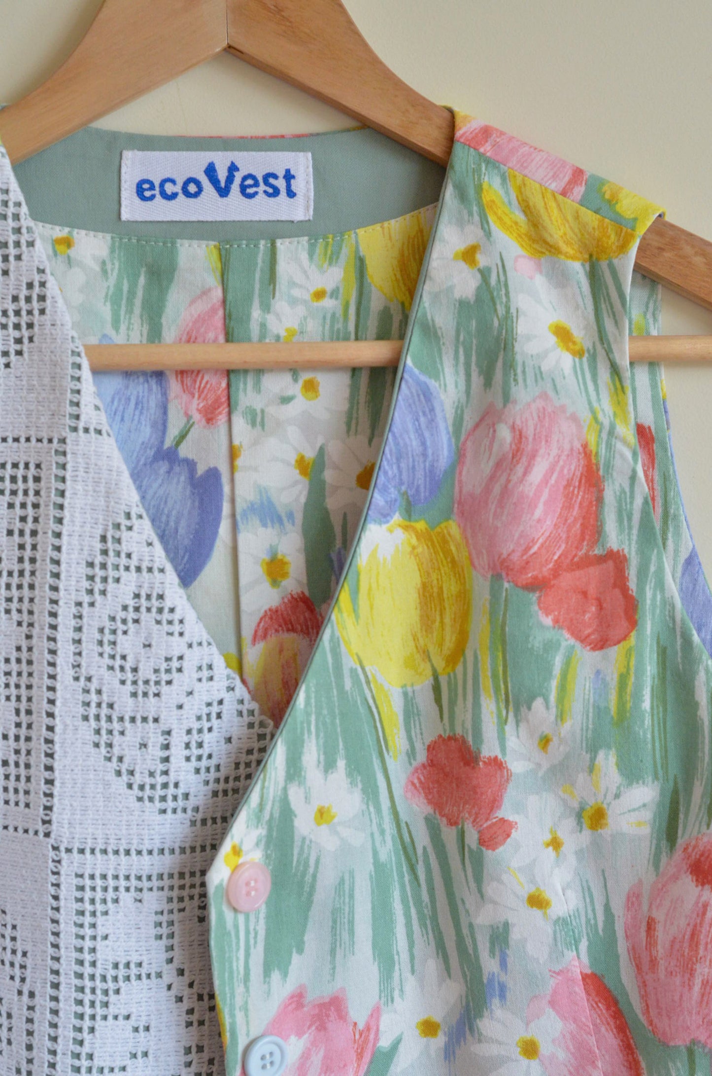 Vest With Vintage Lace and Tulips