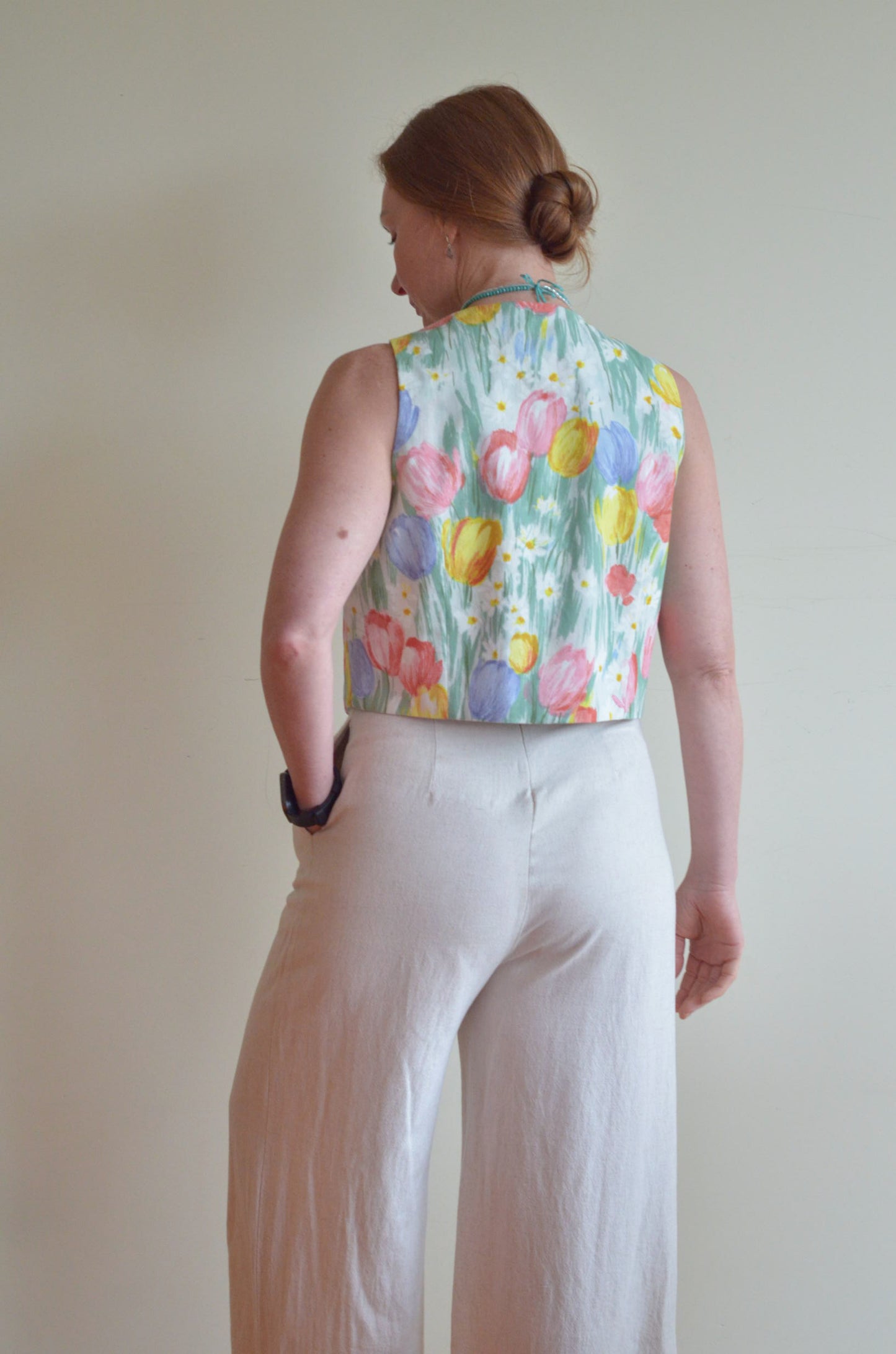Vest With Vintage Lace and Tulips