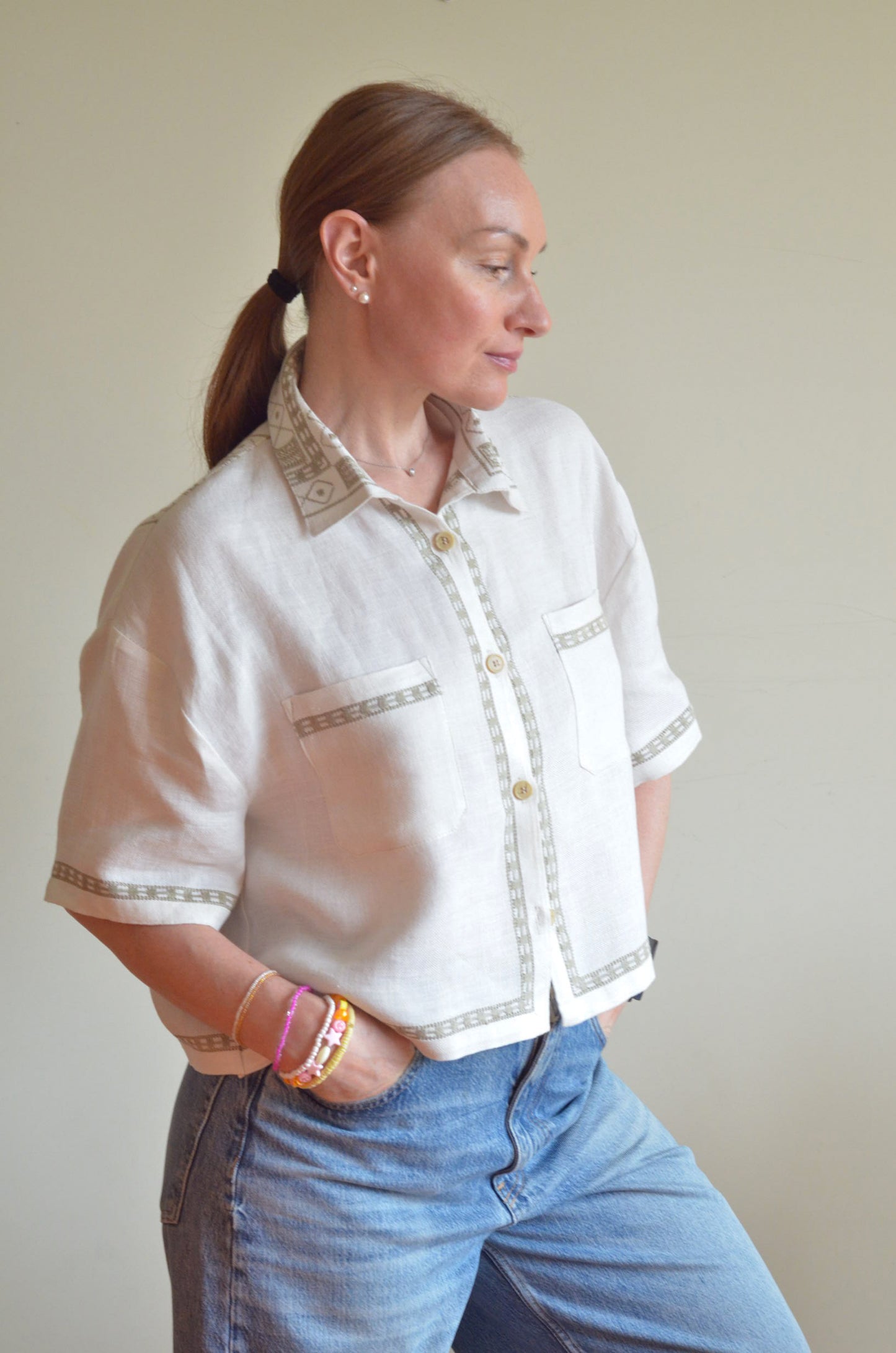 Oversized Shirt with Embroidery