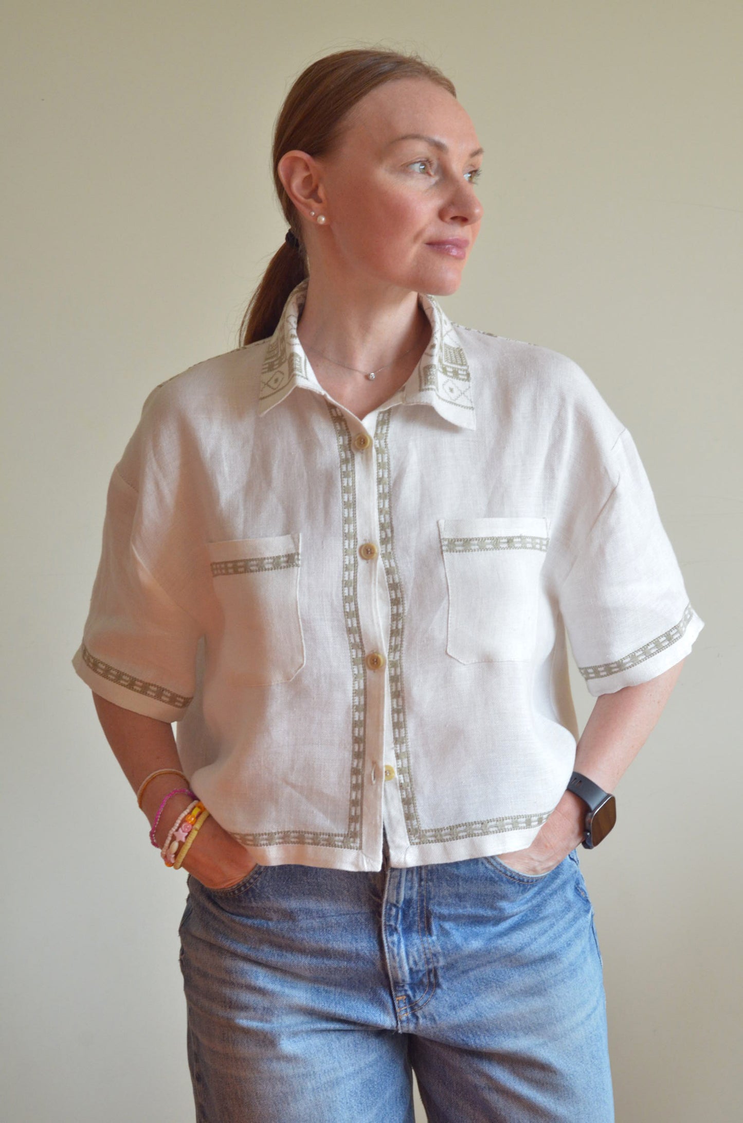 Oversized Shirt with Embroidery