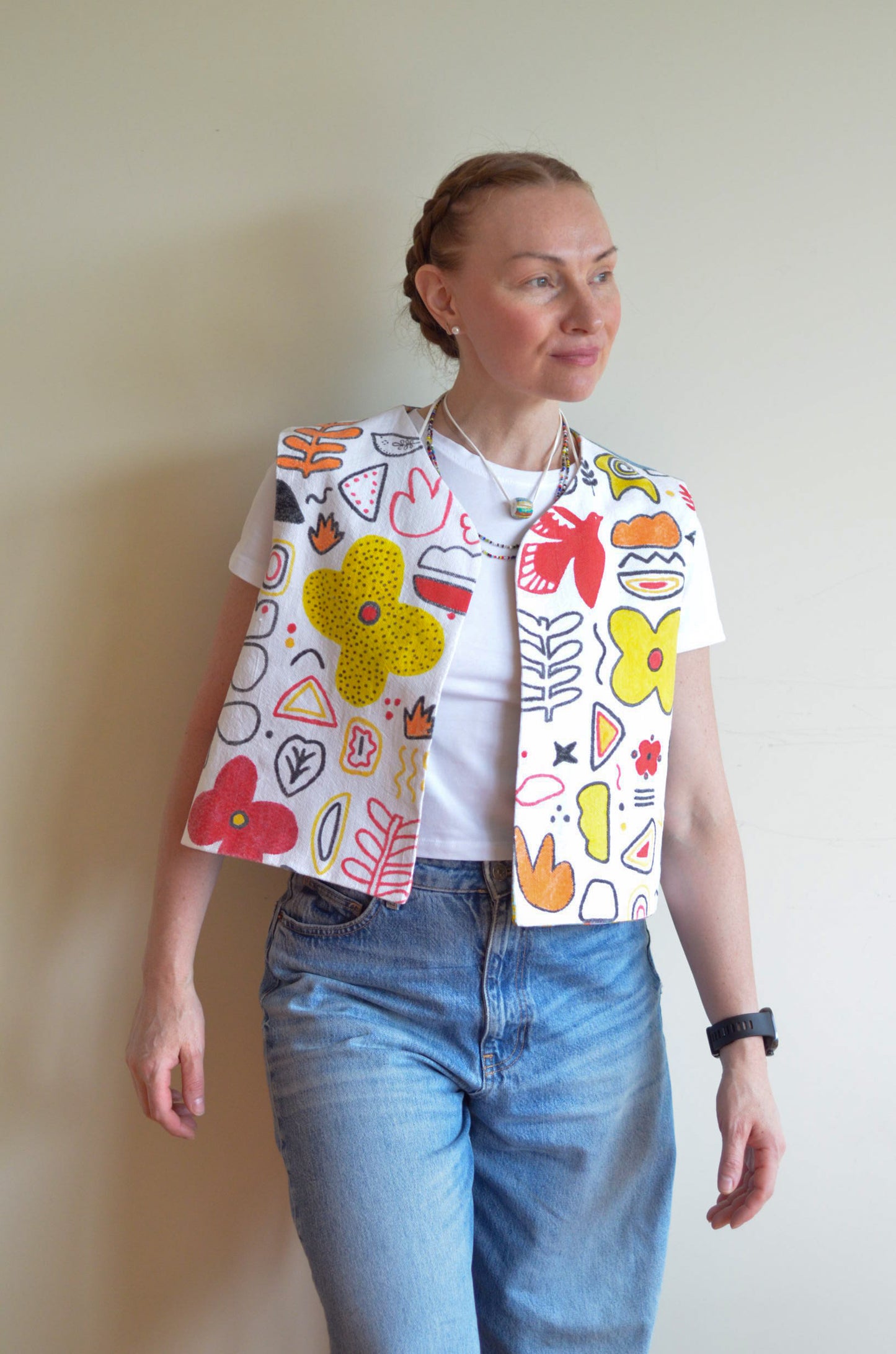 Vest with Hand-Painted Print