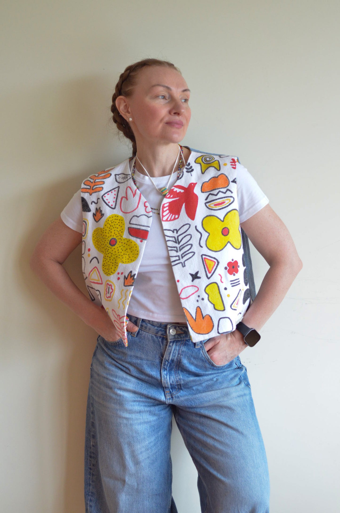 Vest with Hand-Painted Print