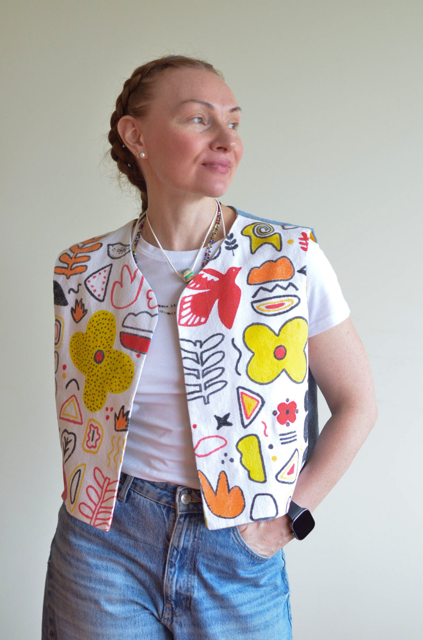 Vest with Hand-Painted Print