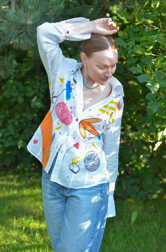 Shirt with Hand-Painted Print