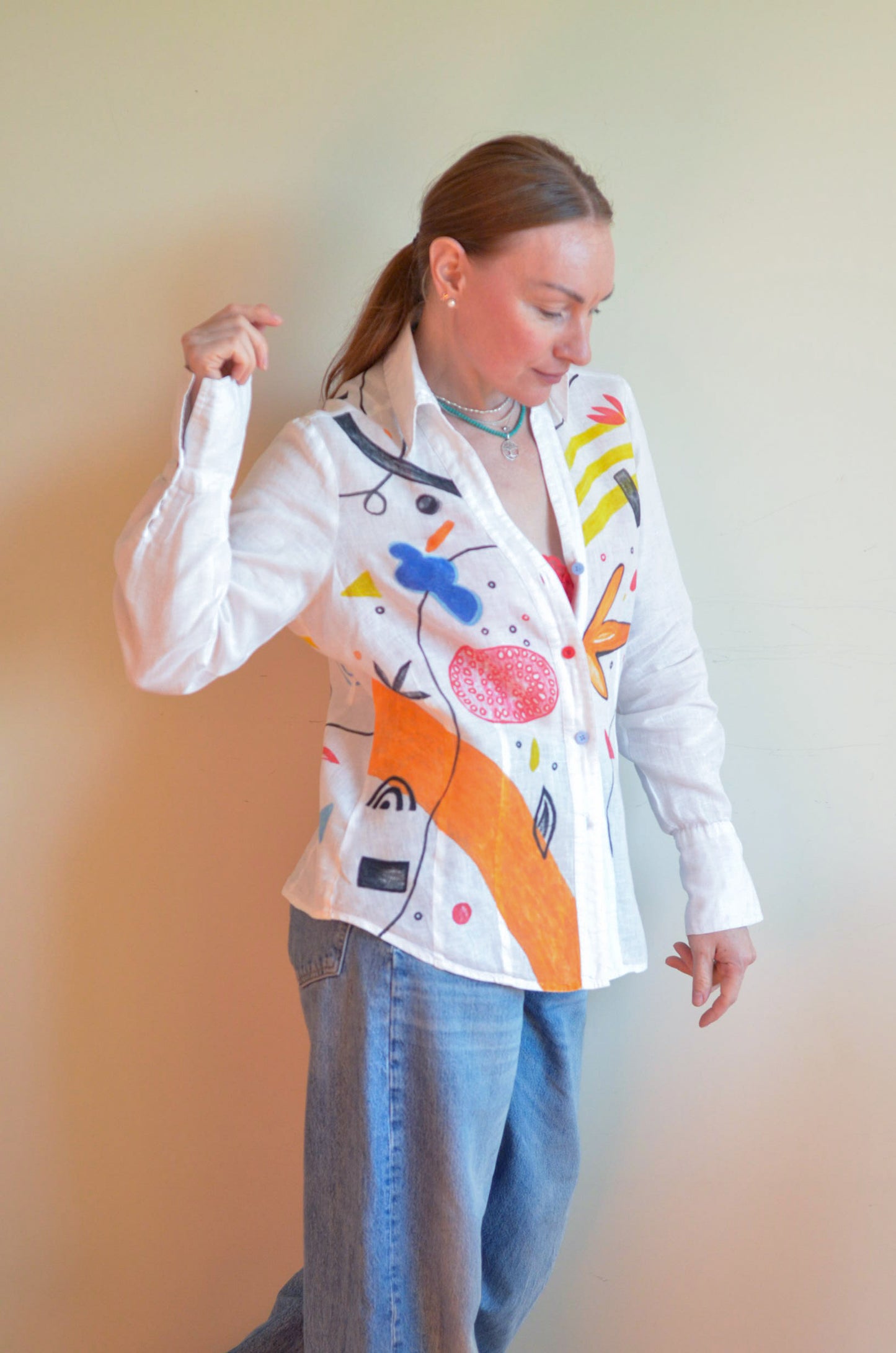 Shirt with Hand-Painted Print