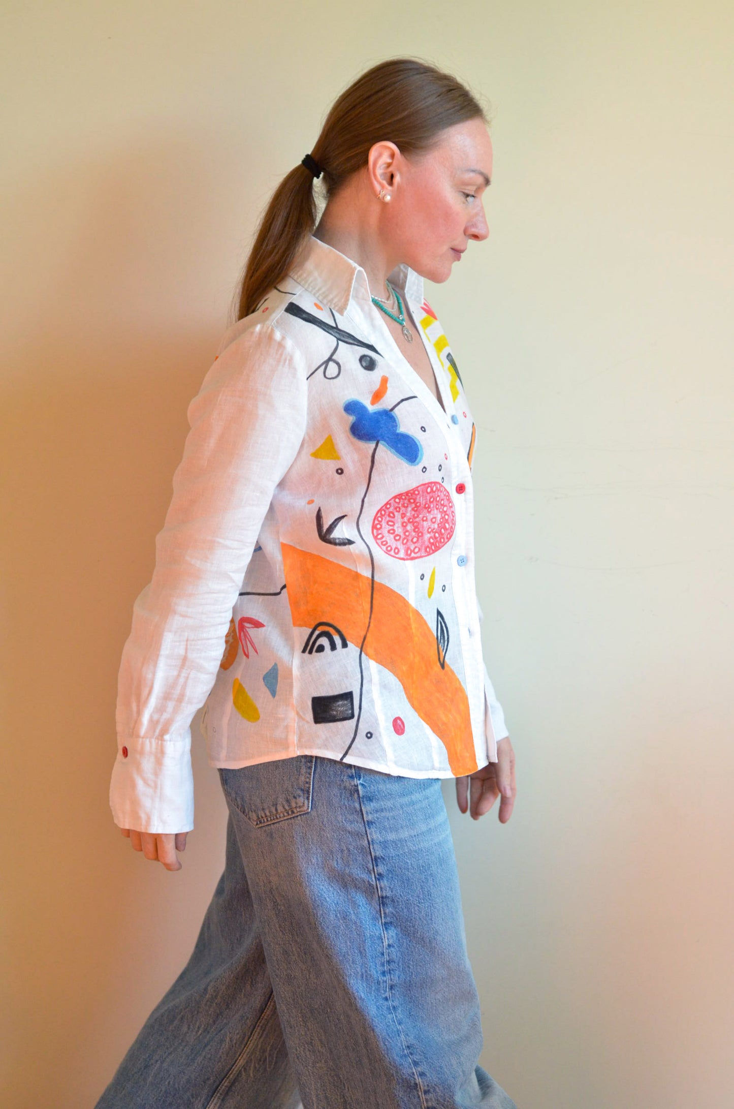 Shirt with Hand-Painted Print