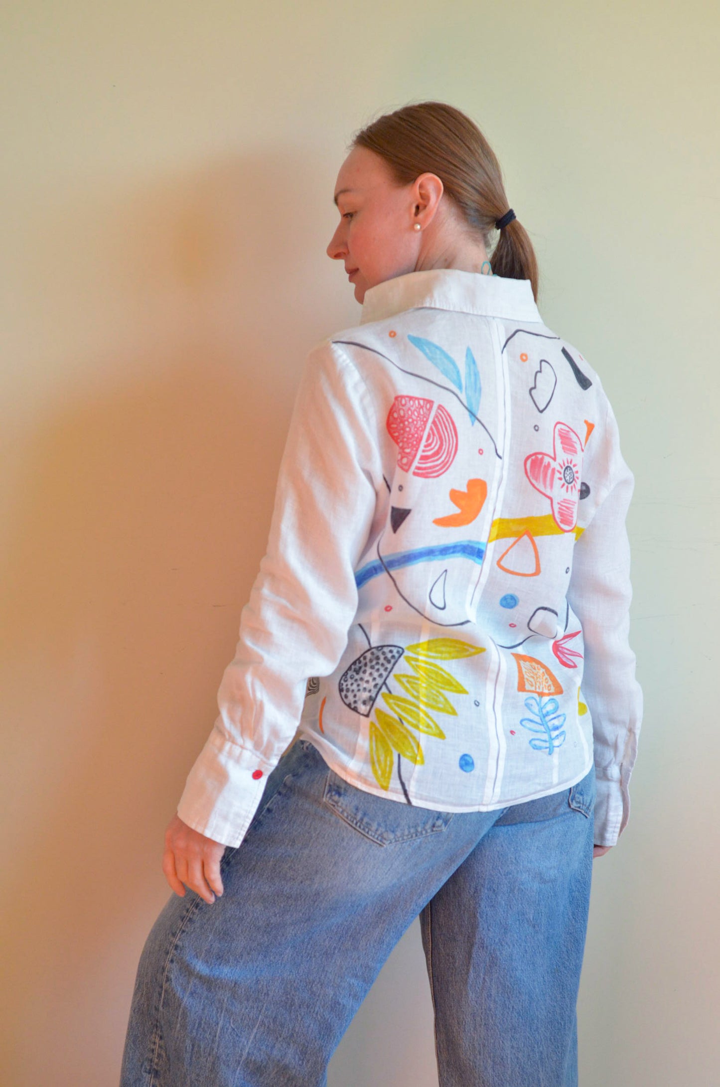 Shirt with Hand-Painted Print